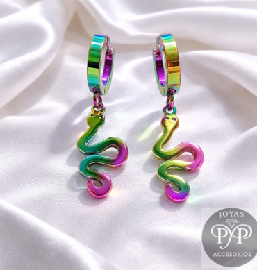 Aretes Serpiente Tornasol
