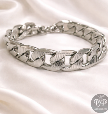 Pulsera Eslabón Plateado Elegante