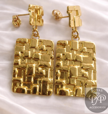 Aretes Dorados Mosaico Elegante