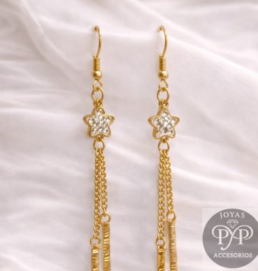 Aretes Estrella Brillo Dorado