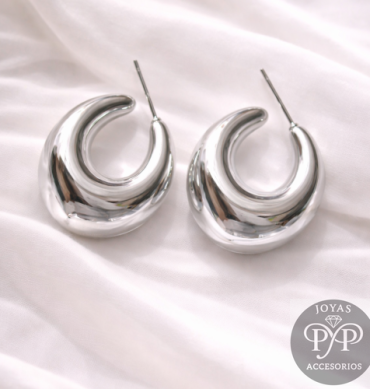 Aretes Aro Plateado Bold