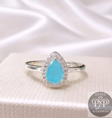Anillo Plata 950, Gota Celeste