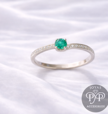 Anillo Plata 950 Esmeralda Colombiana